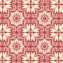 Red and Ivory Italian Floral Tile Print Paper ~ Kartos Italy